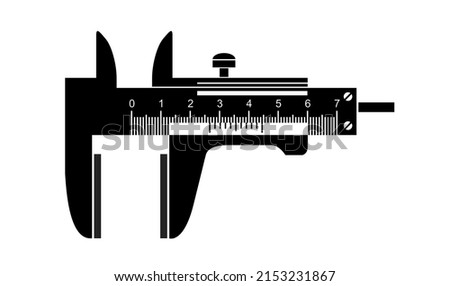 Caliper icon. Accurate measuring device for parts, holes, objects, distances. Technical simple style detailed logo vector illustration isolated.