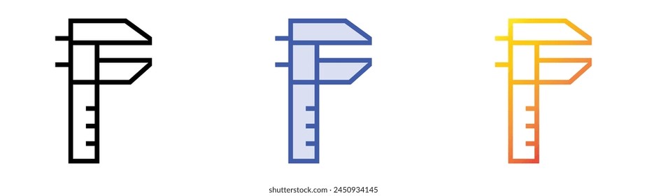 caliper icon. Linear, Blue Fill and Gradient Style Design Isolated On White Background