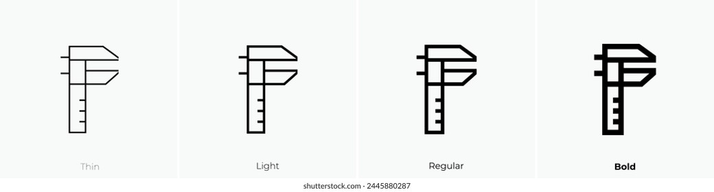 Bremssattelsymbol. Dünnes, leichtes Regular- und Bold-Design isoliert auf weißem Hintergrund