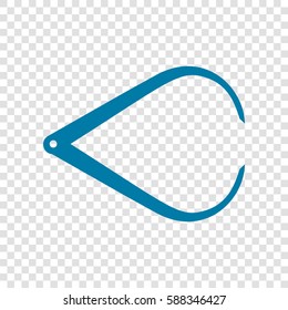Caliper sign illustration. Vector. Cerulean icon on transparent background.