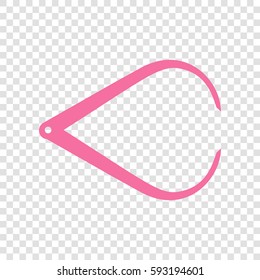 Caliper sign illustration. Vector. Cyclamen icon on transparent background.