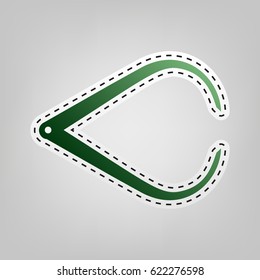 Caliper sign illustration. Vector. Green icon with outline for cutting out at gray background.