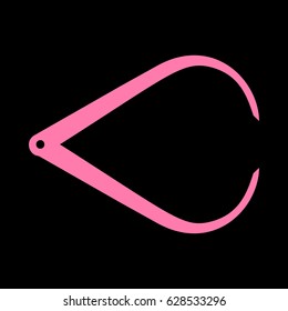 Caliper sign illustration. Vector. Pink icon on black background.