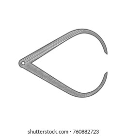 Caliper sign illustration. Vector. Shaded gray icon on white background. Isolated.