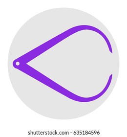 Caliper sign illustration. Vector. Violet flat icon on light gray circle at white background. Isolated.