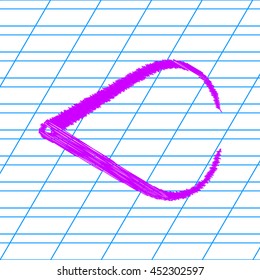 Caliper sign illustration. Violet scribble icon with school paper.