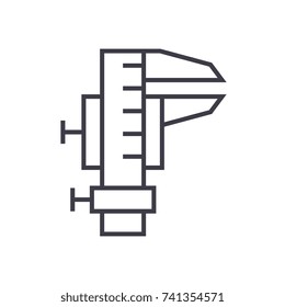 caliper tool linear icon, sign, symbol, vector on isolated background