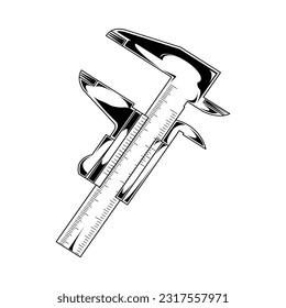 Caliper Tool Lineart Vector Illustration