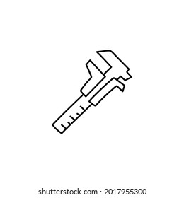 Caliper,  vernier icon in flat black line style, isolated on white background 
