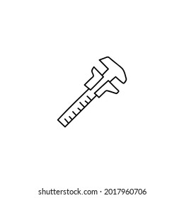 Icono de pinza de freno, icono de vernier con estilo de línea negra plana, aislado en fondo blanco 