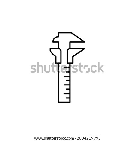 Caliper,  vernier icon in flat black line style, isolated on white background 