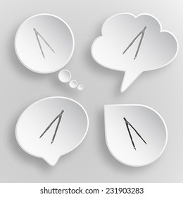 Caliper. White flat vector buttons on gray background.