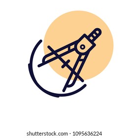 Calipers, compass vector line icon