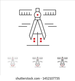 Calipers, Geometry, Tools, Measure Bold and thin black line icon set