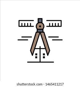 Calipers, Geometry, Tools, Measure  Flat Color Icon. Vector icon banner Template. Vector Icon Template background