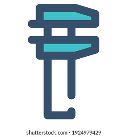 calipers iconusing filled line style and blue color