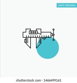 Calipers, Measure, Micrometer, Repair, Scale turquoise highlight circle point Vector icon. Vector Icon Template background