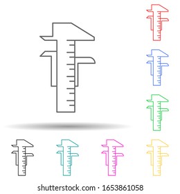 Calipers multi color style icon. Simple glyph, flat vector of measuring elements icons for ui and ux, website or mobile application