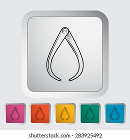 Calipers. Single flat icon on the button. Vector illustration.