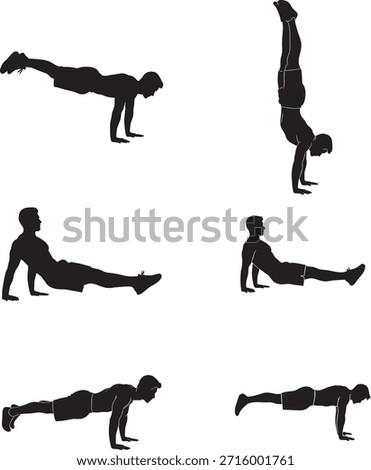 Calisthenics Workout Men Bodyweight Exercise Silhouette Set