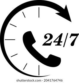vector de icono de llamada 24 7 horas