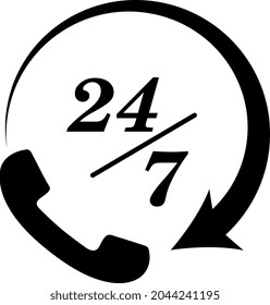 call 24 7 hours icon vector