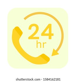 Call 24 hour icon. Flat design vector illustration.