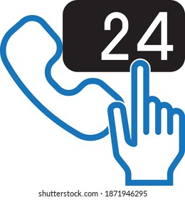 call 24 hours icon vector isolate