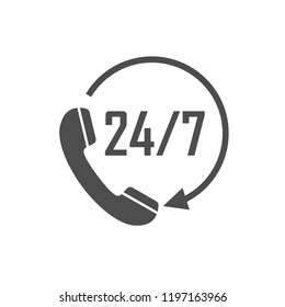 Call 24 icon. Vector illustration, flat design.