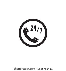 call 24/7 hours icon vector on a white background