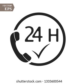 Call 24H icon. Vector illustration, flat design.