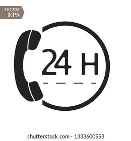 Call 24H icon. Vector illustration, flat design.