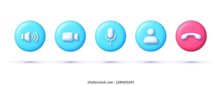 Llamar al conjunto de iconos 3D. Señal de teléfono. Concepto de comunicación. Símbolo de llamada. Conjunto de elementos de diseño de ilustración de vector