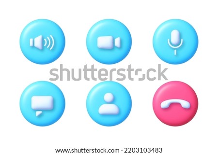 Call 3D icon set. Telephone sign. Communication concept. Call symbol. Vector illustration design element set