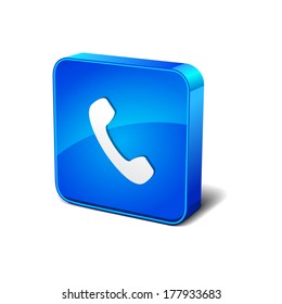 Call 3d Rounded Corner Blue Vector Icon Button