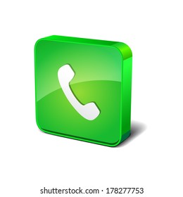 Call 3d Rounded Corner Green Vector Icon Button