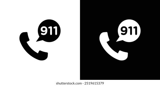 Call 911 phone number icon linear logo isolated