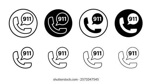 Call 911 phone number icon vector line logo mark or symbol set collection outline style