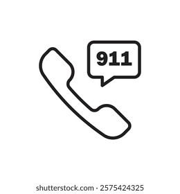 Call 911 phone number icon Simple thin outline