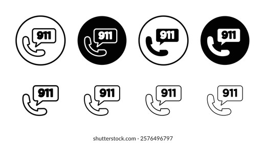 Call 911 phone number icon Thin line art isolated
