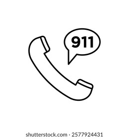 Call 911 phone number icon Flat illustration sign