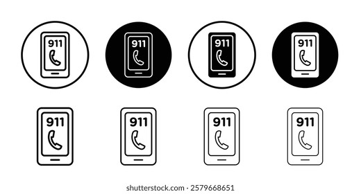 Call 911 phone number icon Outline thin set pack series