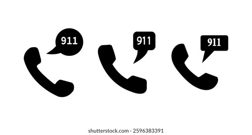 Call 911 phone number icon linear logo isolated