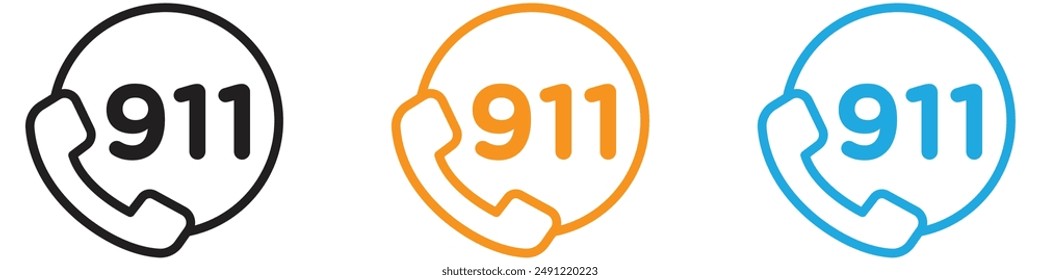 Call 911 phone number vector logo set collection for web app ui