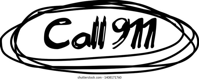 CALL 911 stamp on white isolated