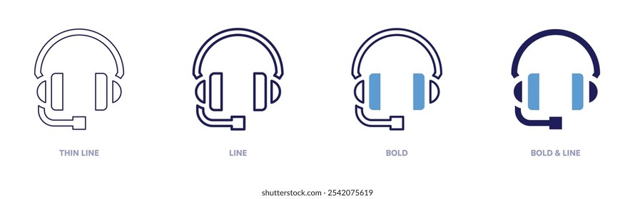 Call abandonment rate icon in 4 different styles. Thin Line, Line, Bold, and Bold Line. Duotone style. Editable stroke.