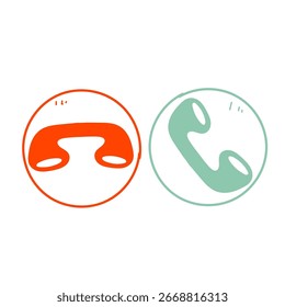 call accept and decline icon om doodle hand drawing