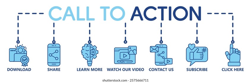 Call to action banner website icon vector illustration concept with icon