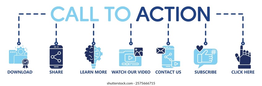 Call to action banner website icon vector illustration concept with icon