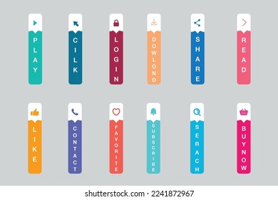 Call to action button collection set Vector flat 
